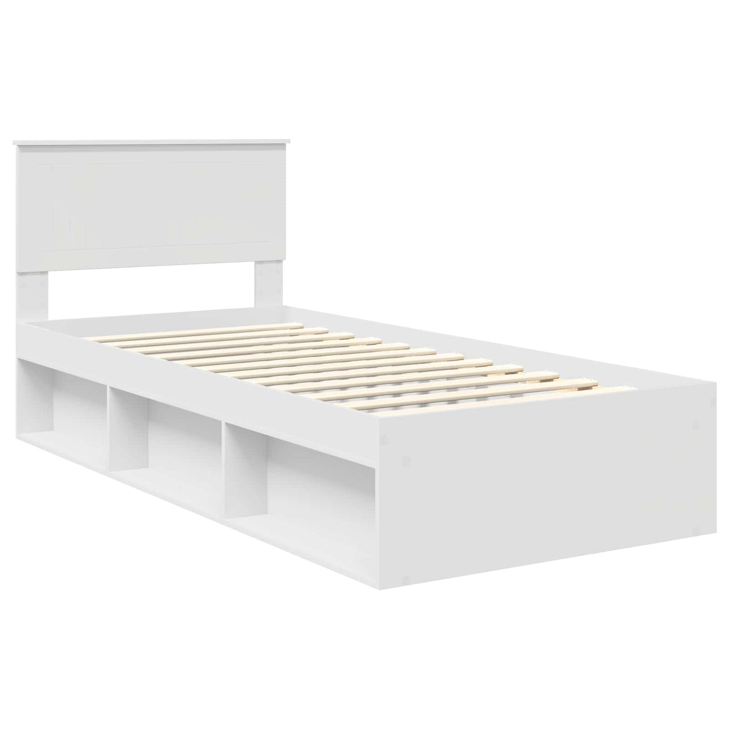 Bed Frame with Headboard White 90 x 200 cm Solid Pine Wood
