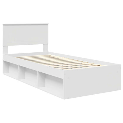 Bed Frame with Headboard White 90 x 200 cm Solid Pine Wood