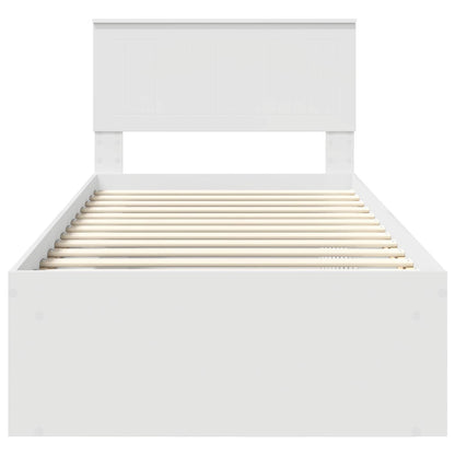 Bed Frame with Headboard White 90 x 200 cm Solid Pine Wood