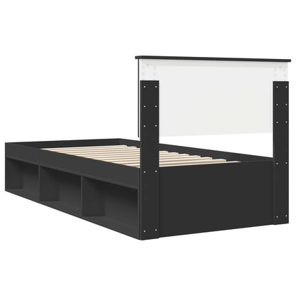 Bed Frame with Headboard Black 90 x 200 cm Solid Pine Wood