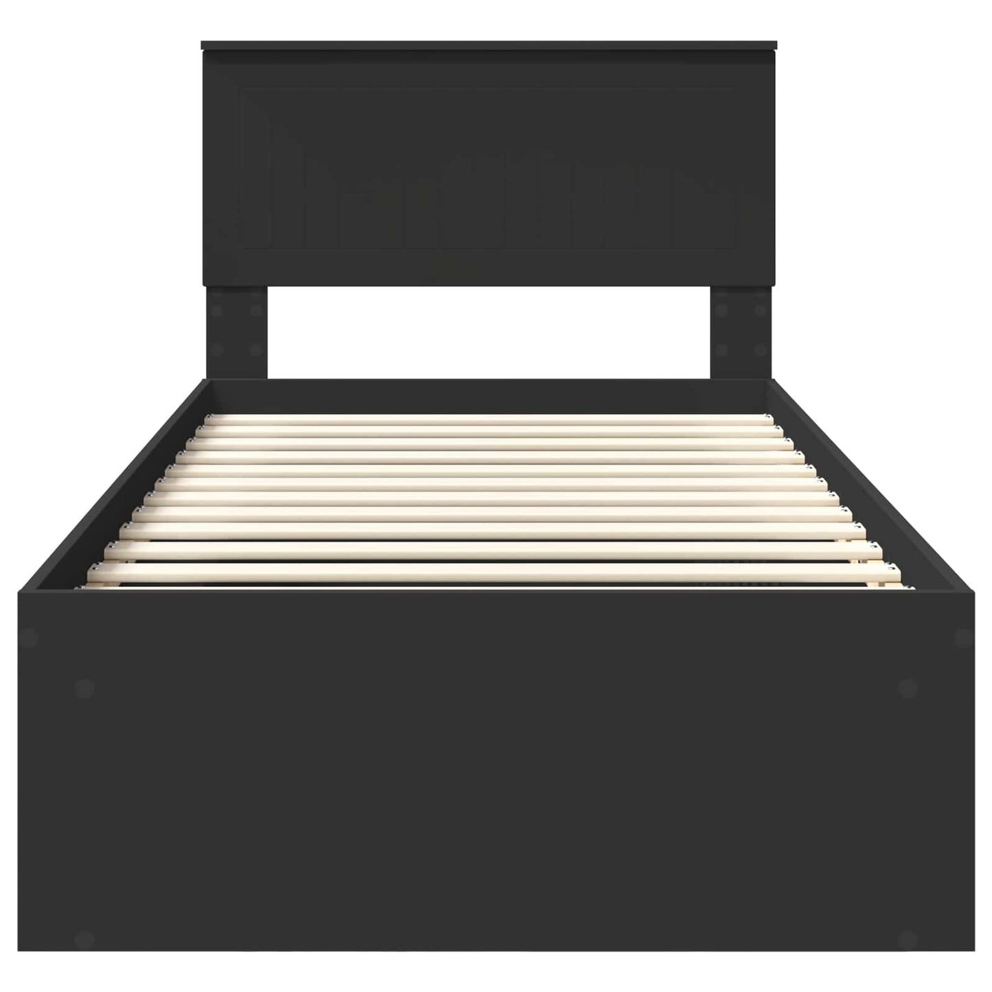 Bed Frame with Headboard Black 90 x 200 cm Solid Pine Wood