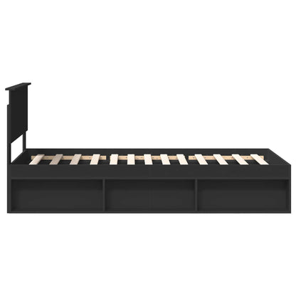 Bed Frame with Headboard Black 90 x 200 cm Solid Pine Wood