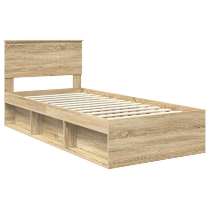 Bed Frame with Headboard Sonoma Oak 90 x 200 cm Solid Pine Wood
