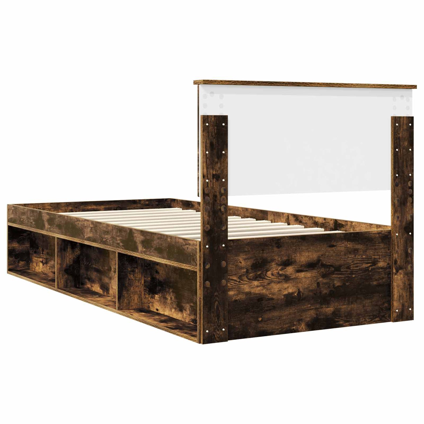 Bed Frame with Headboard Smoked Oak 90 x 200 cm Solid Pine Wood