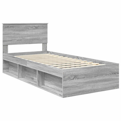 Bed Frame Grey Sonoma 90 x 200 cm Solid Pine Wood