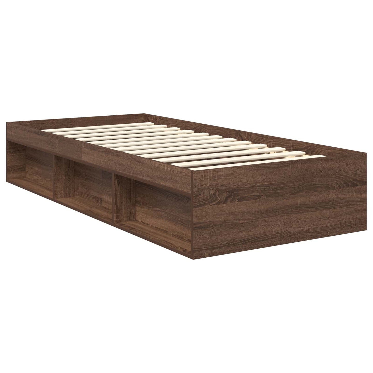 Bed Frame with Headboard Brown Oak 90 x 200 cm Solid Pine Wood