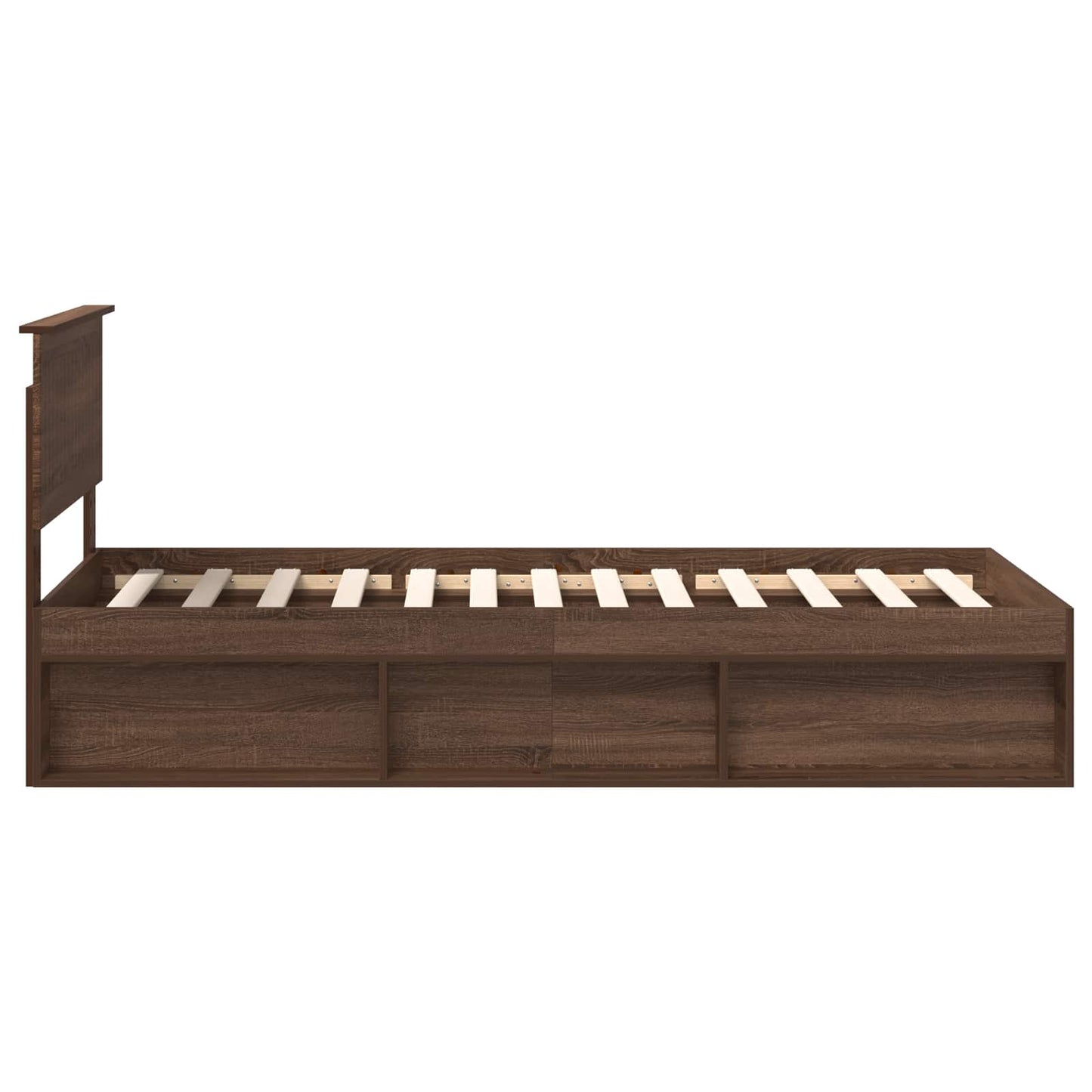 Bed Frame with Headboard Brown Oak 90 x 200 cm Solid Pine Wood