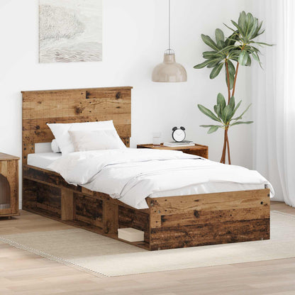 Bed Frame with Headboard Old Wood 90 x 200 cm Solid Pine Wood