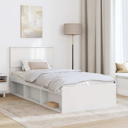 Bed Frame with Headboard White 90 x 190 cm Solid Pine Wood