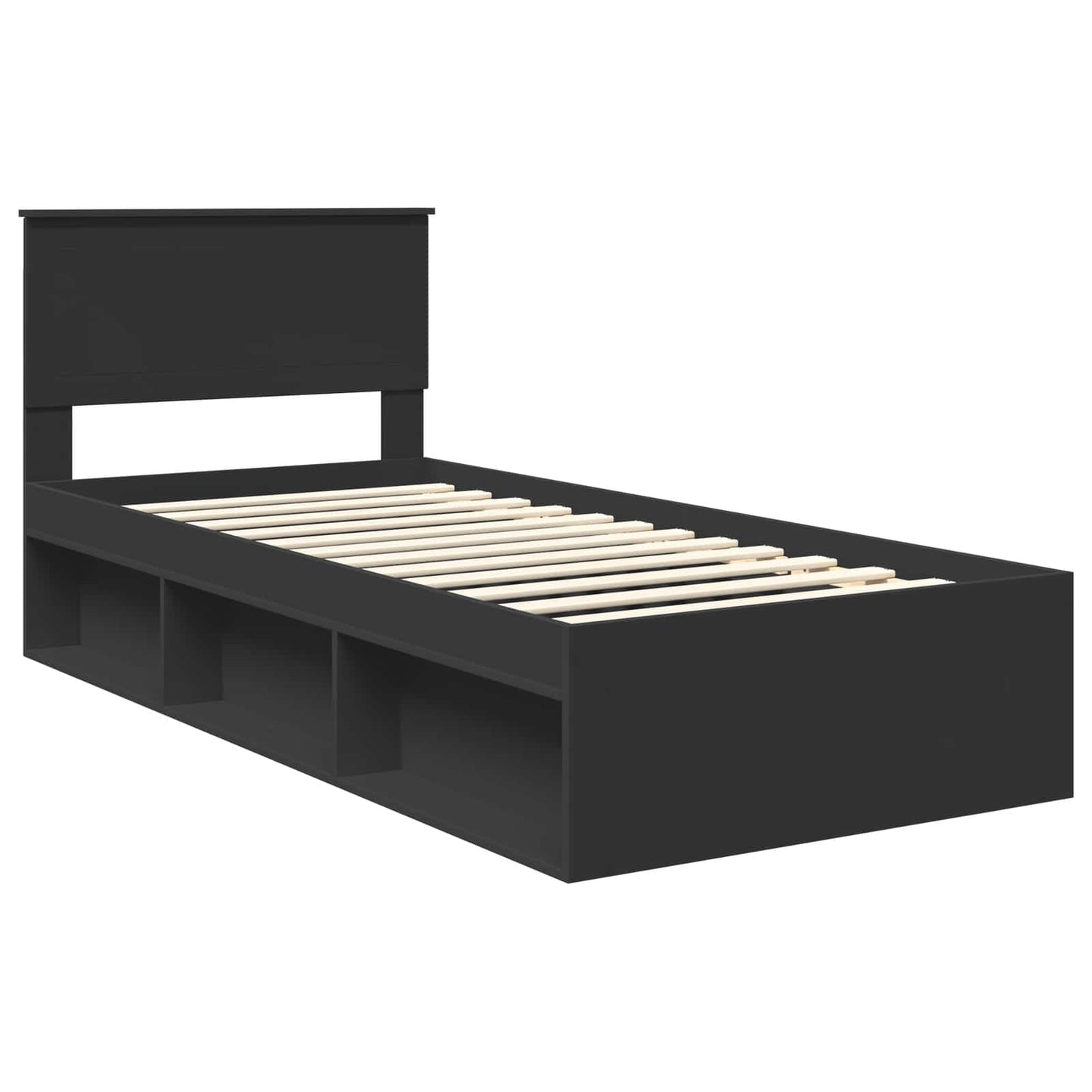 Bed Frame with Headboard Black 90 x 190 cm Solid Pine Wood