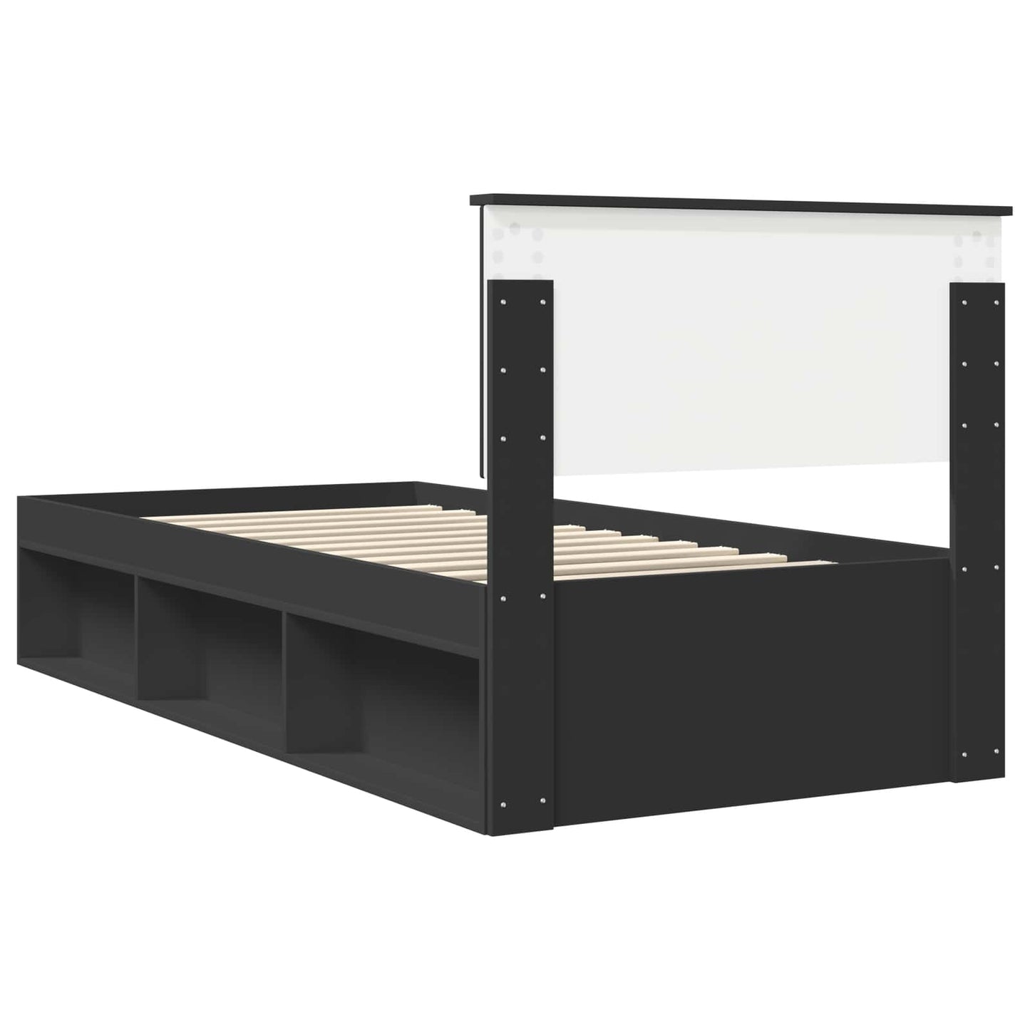 Bed Frame with Headboard Black 90 x 190 cm Solid Pine Wood