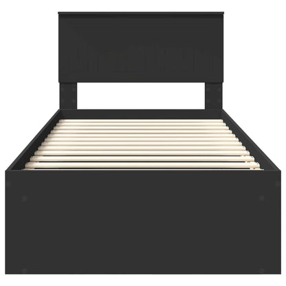 Bed Frame with Headboard Black 90 x 190 cm Solid Pine Wood