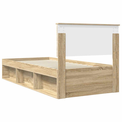 Bed Frame with Headboard Sonoma 90 x 190 cm Solid Pine Wood