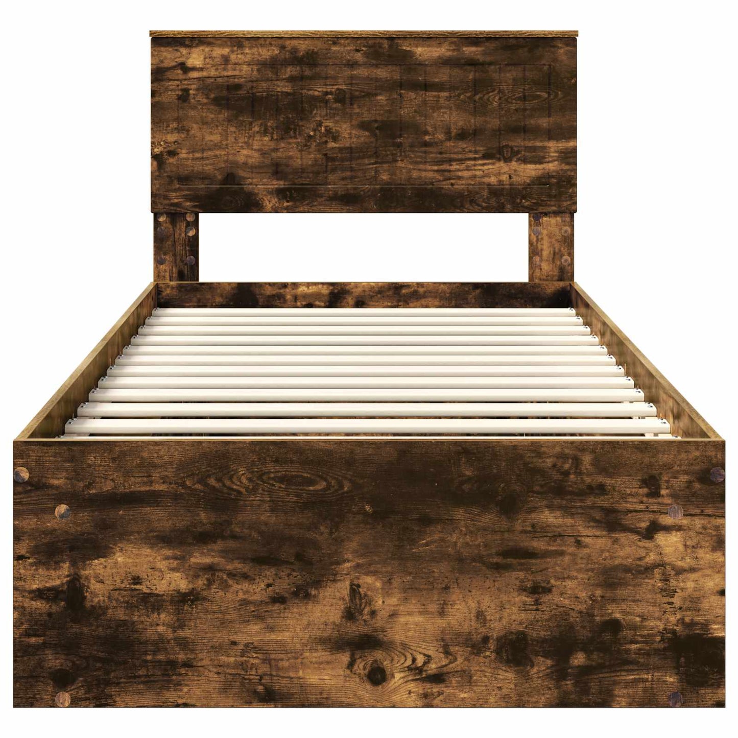 Bed Frame with Headboard Smoked Oak 90 x 190 cm Solid Pine Wood