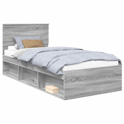 Bed Frame Grey Sonoma 90 x 190 cm Solid Pine Wood