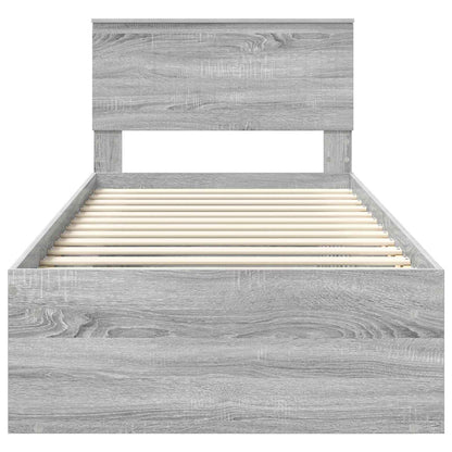 Bed Frame Grey Sonoma 90 x 190 cm Solid Pine Wood