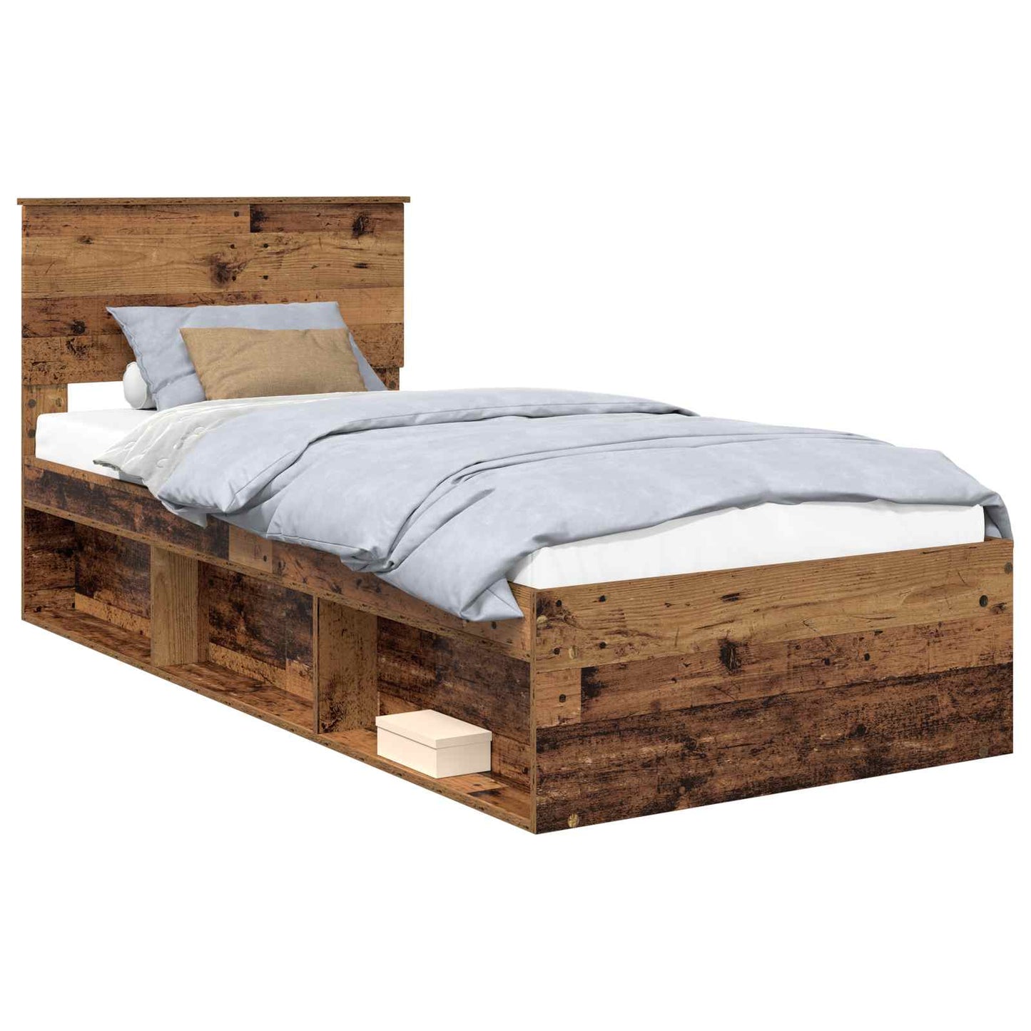 Bed Frame with Headboard Old Wood 90 x 190 cm Solid Pine Wood
