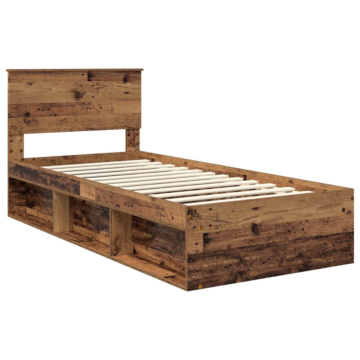 Bed Frame with Headboard Old Wood 90 x 190 cm Solid Pine Wood