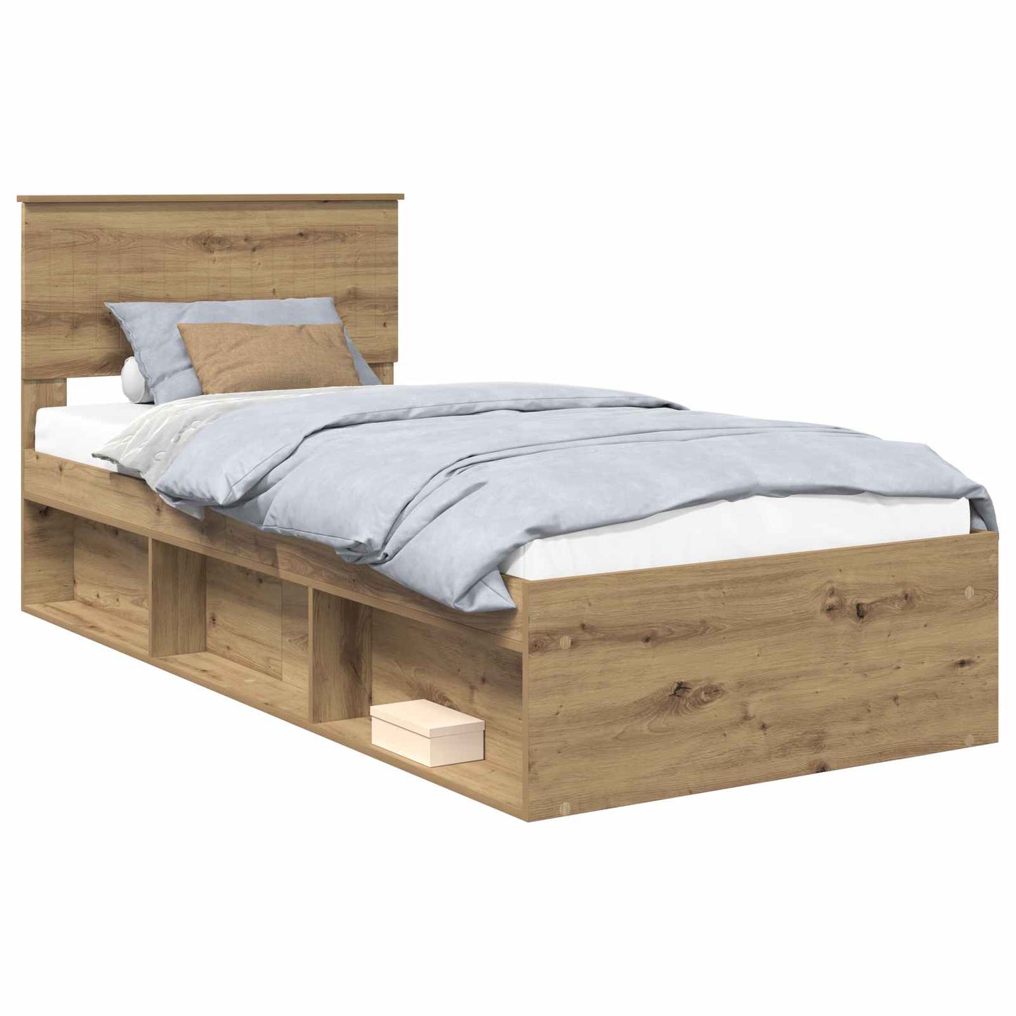 Bed Frame Artisian Oak 90 x 190 cm Solid Pine Wood