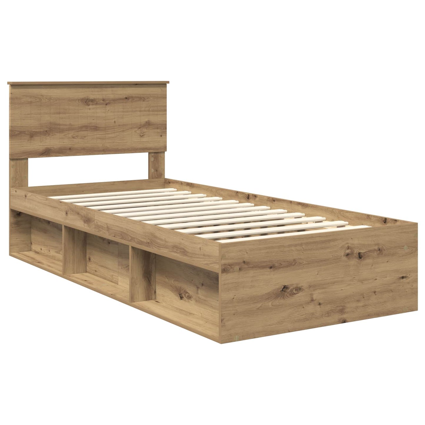 Bed Frame Artisian Oak 90 x 190 cm Solid Pine Wood