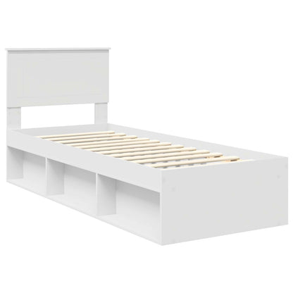Bed Frame with Headboard White 75 x 190 cm Solid Pine Wood