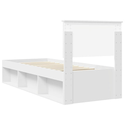 Bed Frame with Headboard White 75 x 190 cm Solid Pine Wood