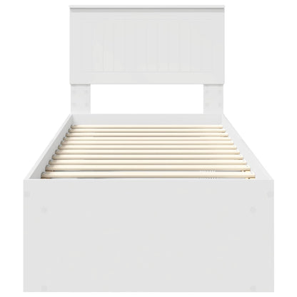 Bed Frame with Headboard White 75 x 190 cm Solid Pine Wood