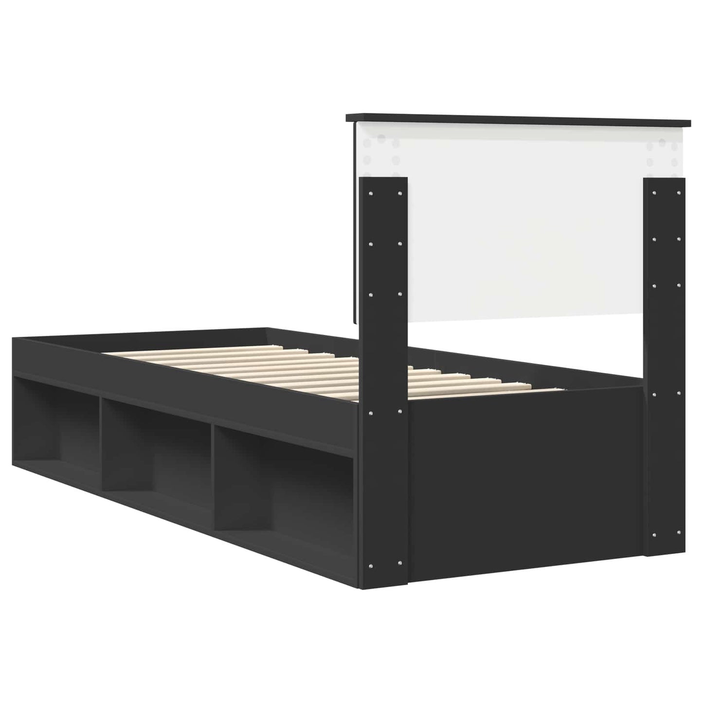 Bed Frame with Headboard Black 75 x 190 cm Solid Pine Wood