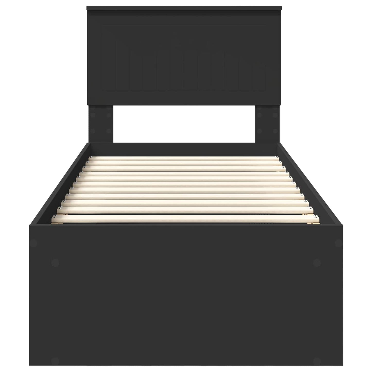 Bed Frame with Headboard Black 75 x 190 cm Solid Pine Wood