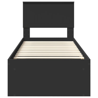 Bed Frame with Headboard Black 75 x 190 cm Solid Pine Wood