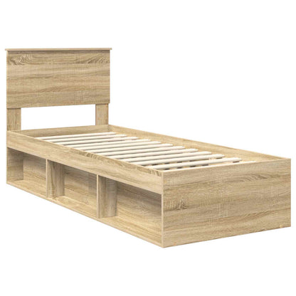 Bed Frame with Headboard Sonoma Oak 75 x 190 cm Solid Pine Wood