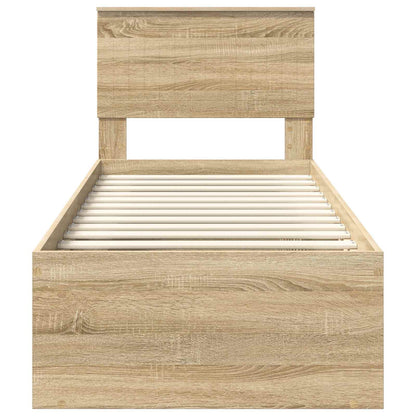 Bed Frame with Headboard Sonoma Oak 75 x 190 cm Solid Pine Wood
