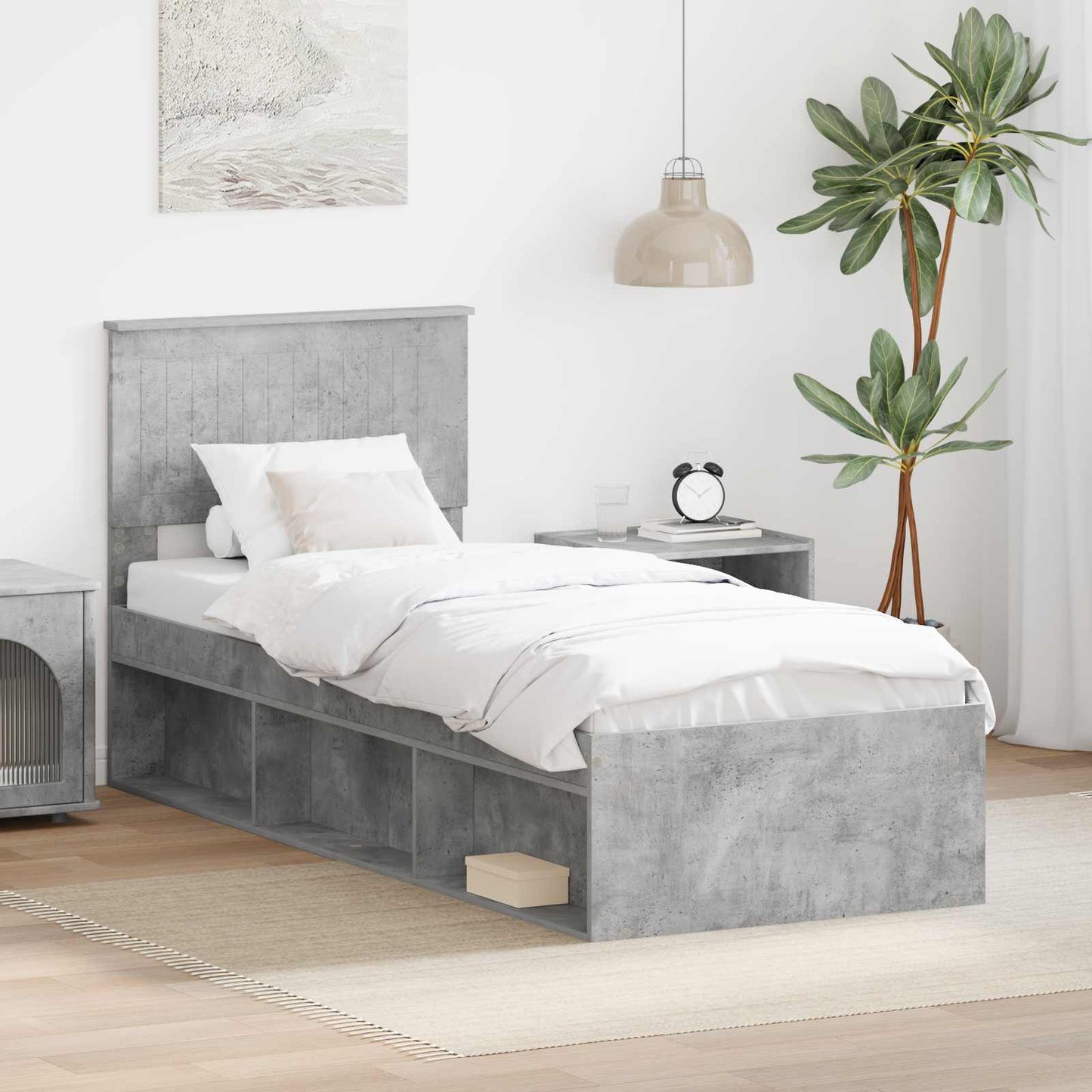 Bed Frame Concerte Grey 75 x 190 cm Solid Pine Wood