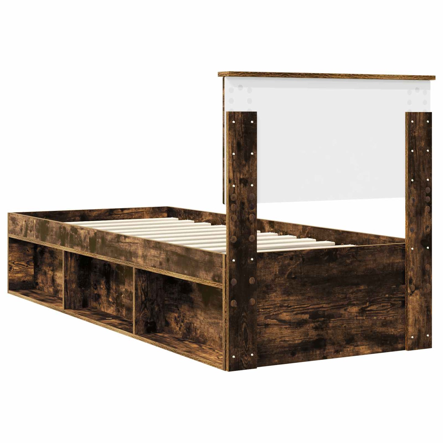 Bed Frame with Headboard Smoked Oak 75 x 190 cm Solid Pine Wood