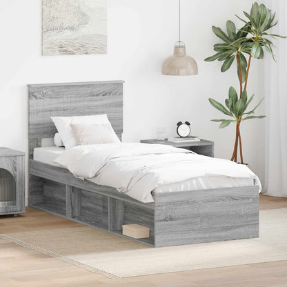 Bed Frame Grey Sonoma 75 x 190 cm Solid Pine Wood