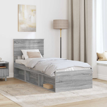 Bed Frame Grey Sonoma 75 x 190 cm Solid Pine Wood