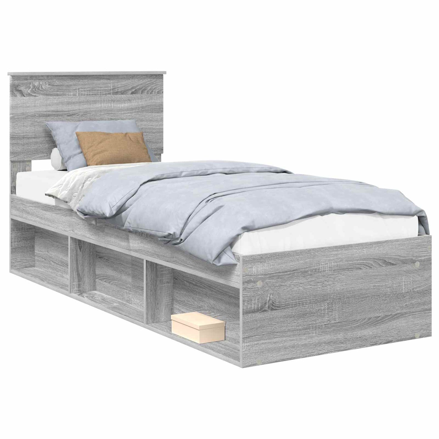 Bed Frame Grey Sonoma 75 x 190 cm Solid Pine Wood
