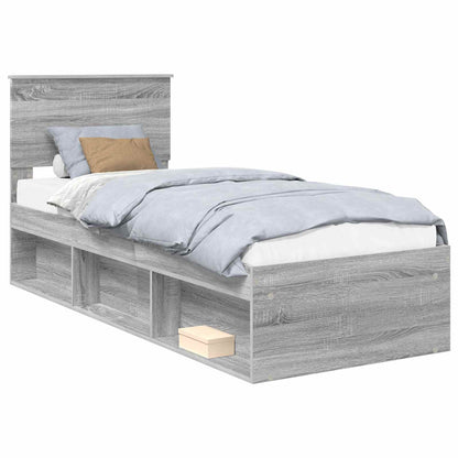 Bed Frame Grey Sonoma 75 x 190 cm Solid Pine Wood