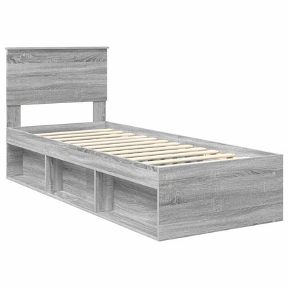 Bed Frame Grey Sonoma 75 x 190 cm Solid Pine Wood
