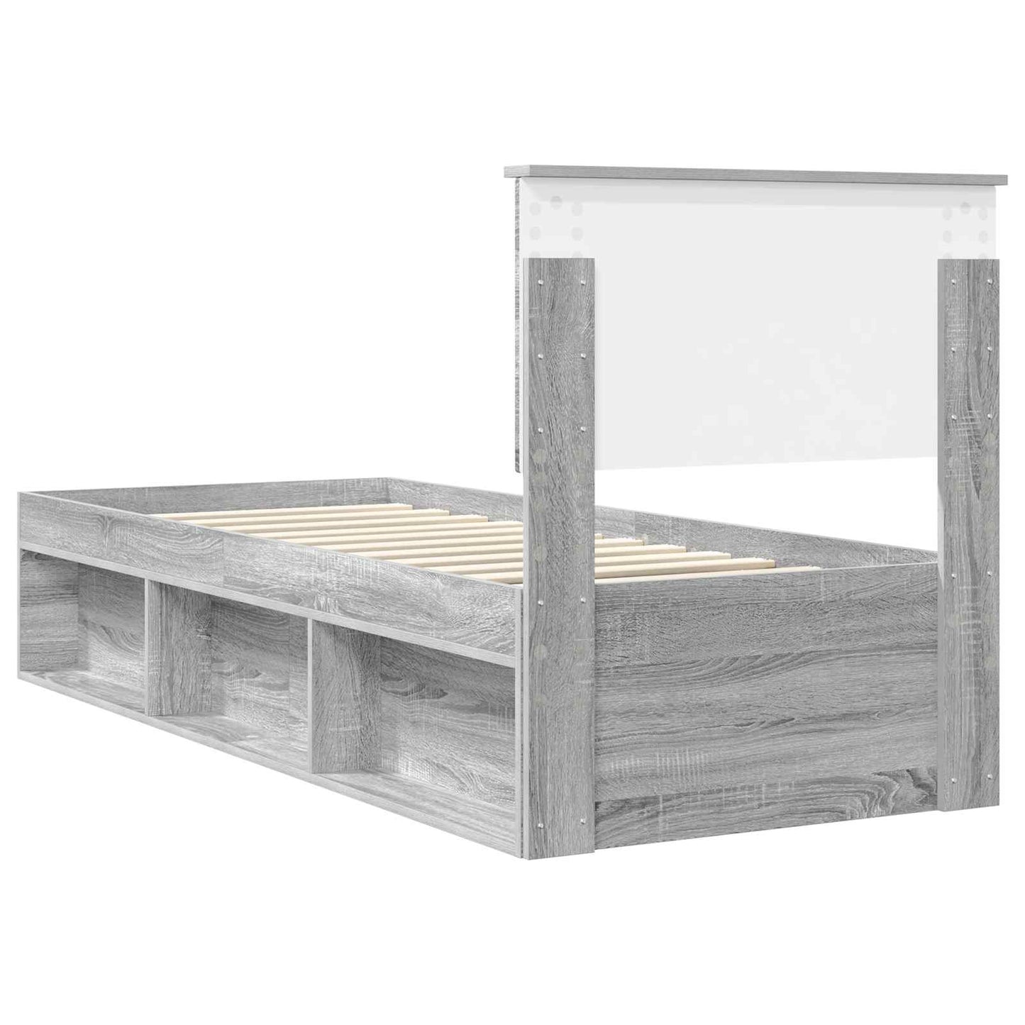 Bed Frame Grey Sonoma 75 x 190 cm Solid Pine Wood