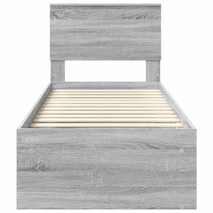 Bed Frame Grey Sonoma 75 x 190 cm Solid Pine Wood