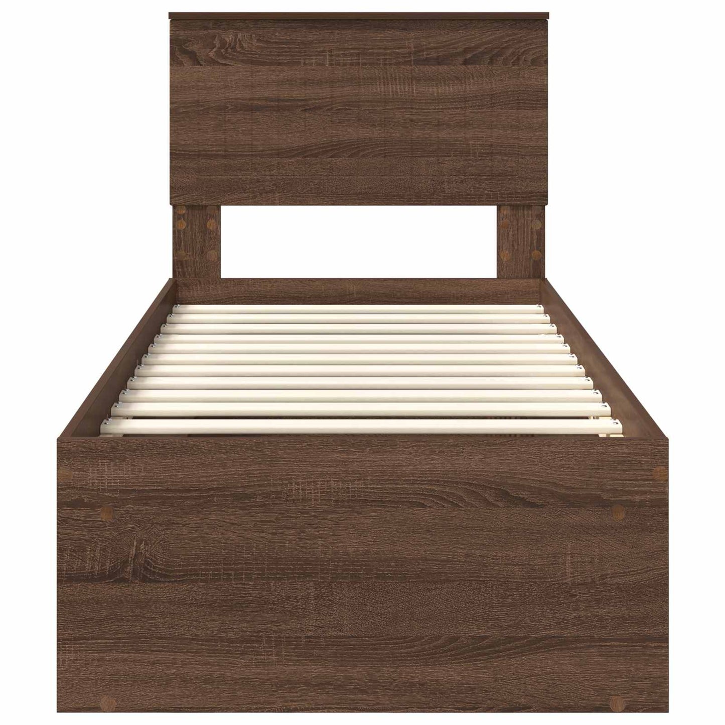Bed Frame with Headboard Brown Oak 75 x 190 cm Solid Pine Wood