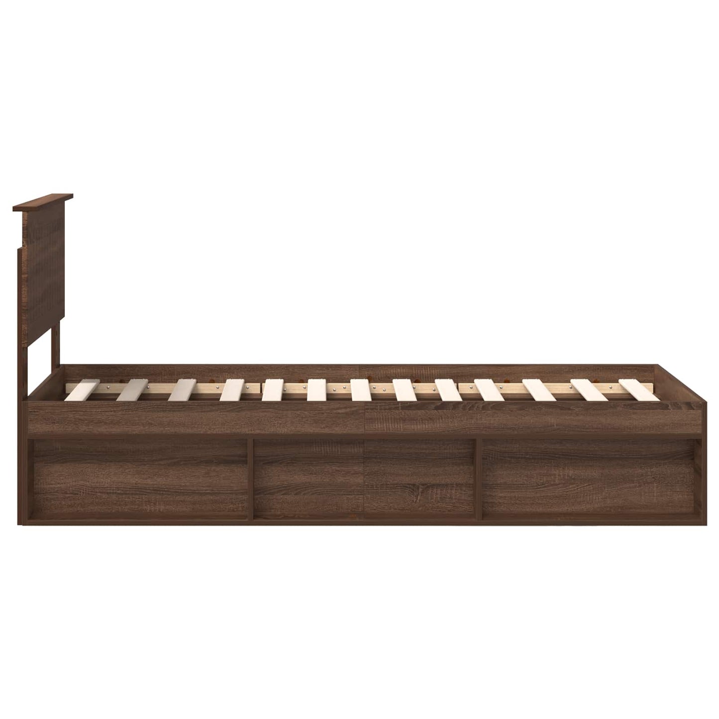 Bed Frame with Headboard Brown Oak 75 x 190 cm Solid Pine Wood