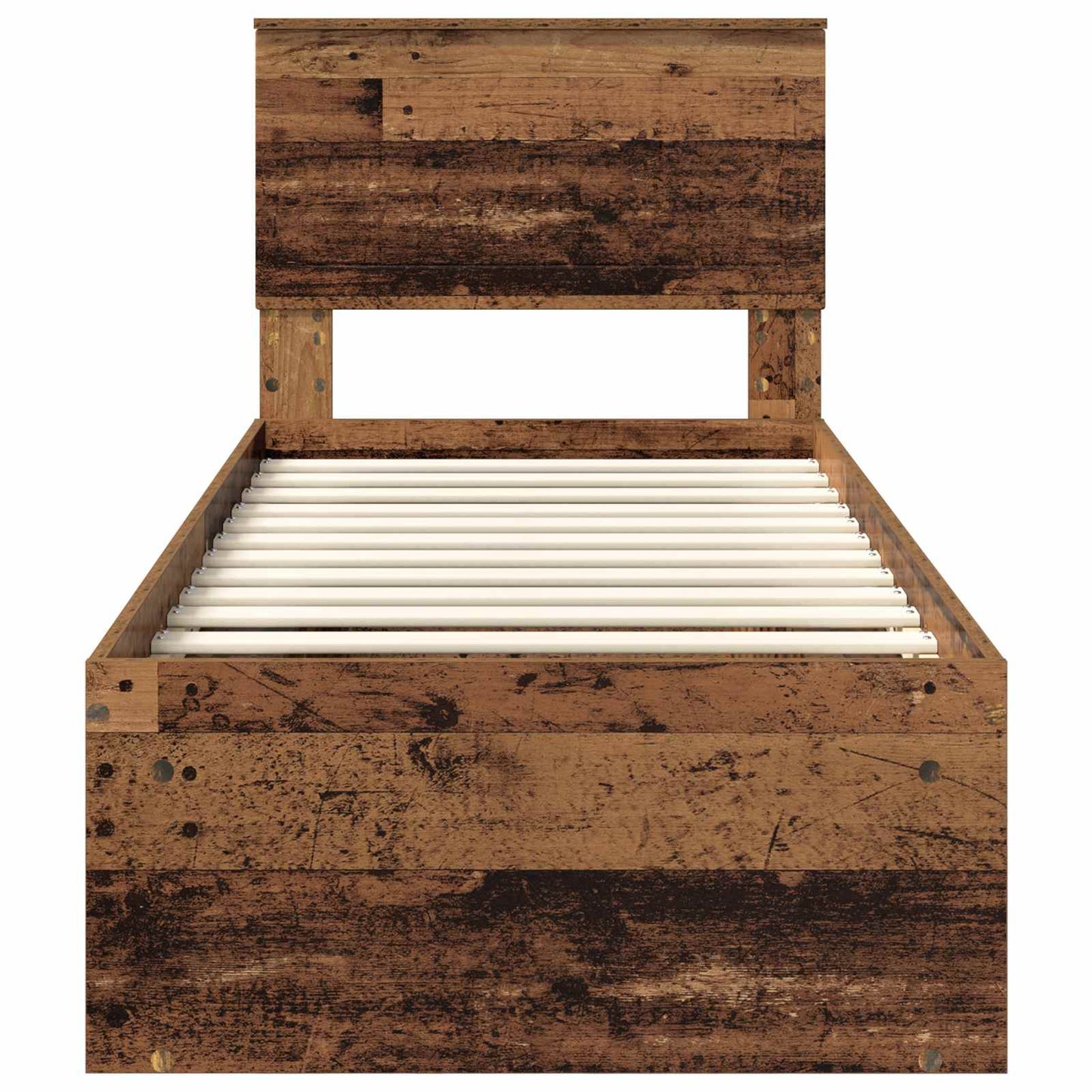 Bed Frame with Headboard Old Wood 75 x 190 cm Solid Pine Wood