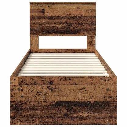 Bed Frame with Headboard Old Wood 75 x 190 cm Solid Pine Wood