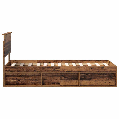 Bed Frame with Headboard Old Wood 75 x 190 cm Solid Pine Wood