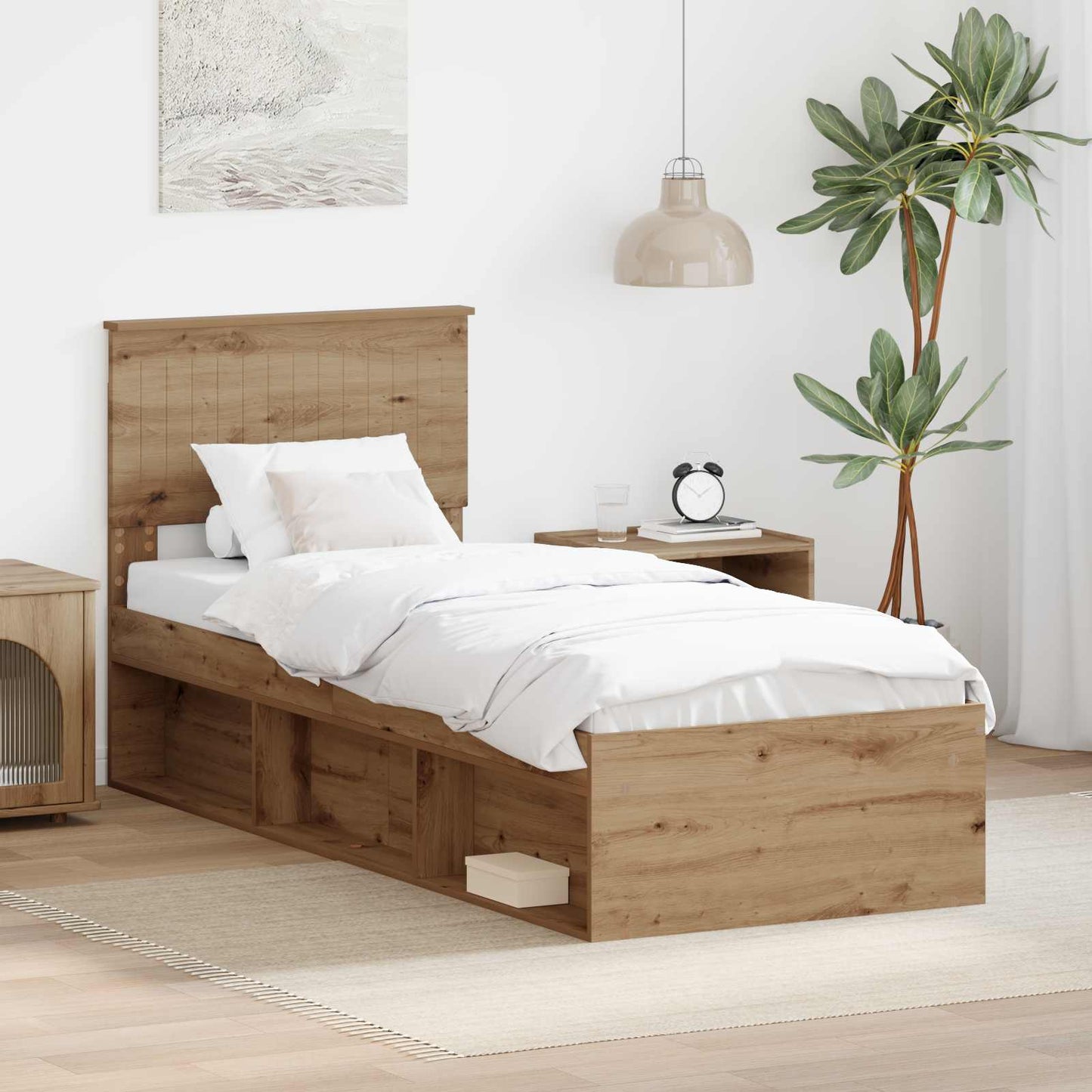 Bed Frame Artisian Oak 75 x 190 cm Solid Pine Wood
