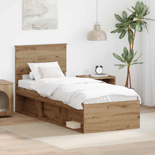 Bed Frame Artisian Oak 75 x 190 cm Solid Pine Wood