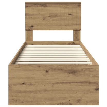Bed Frame Artisian Oak 75 x 190 cm Solid Pine Wood
