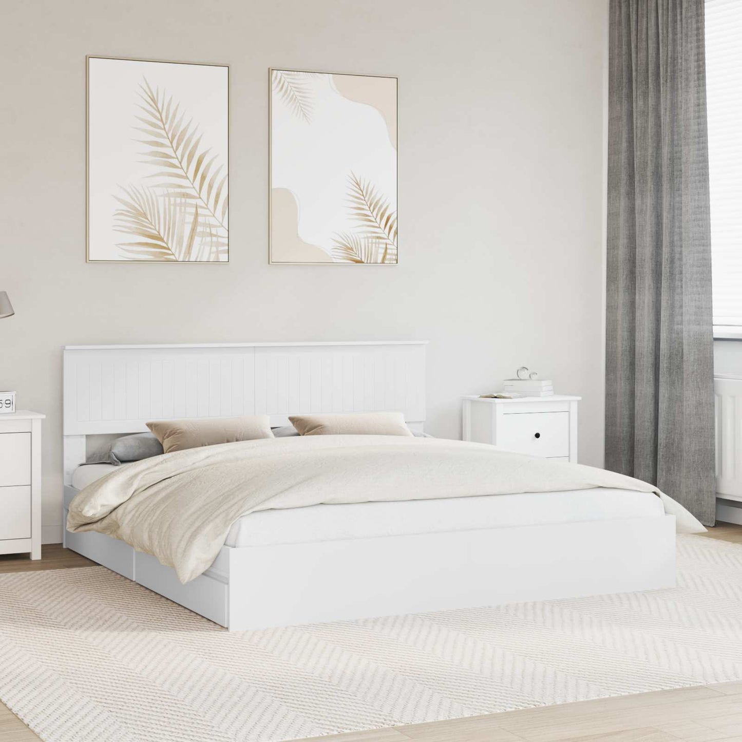 Storage Bed with Headboard White 180 x 200 cm Engineered Wood